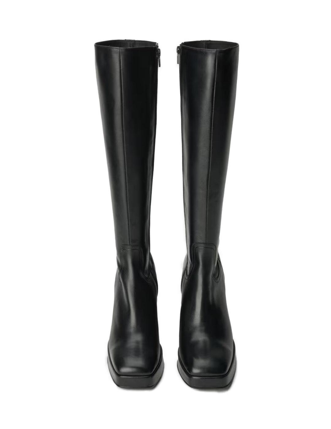 Bota Salsa de cuero negra con tacón de mujer