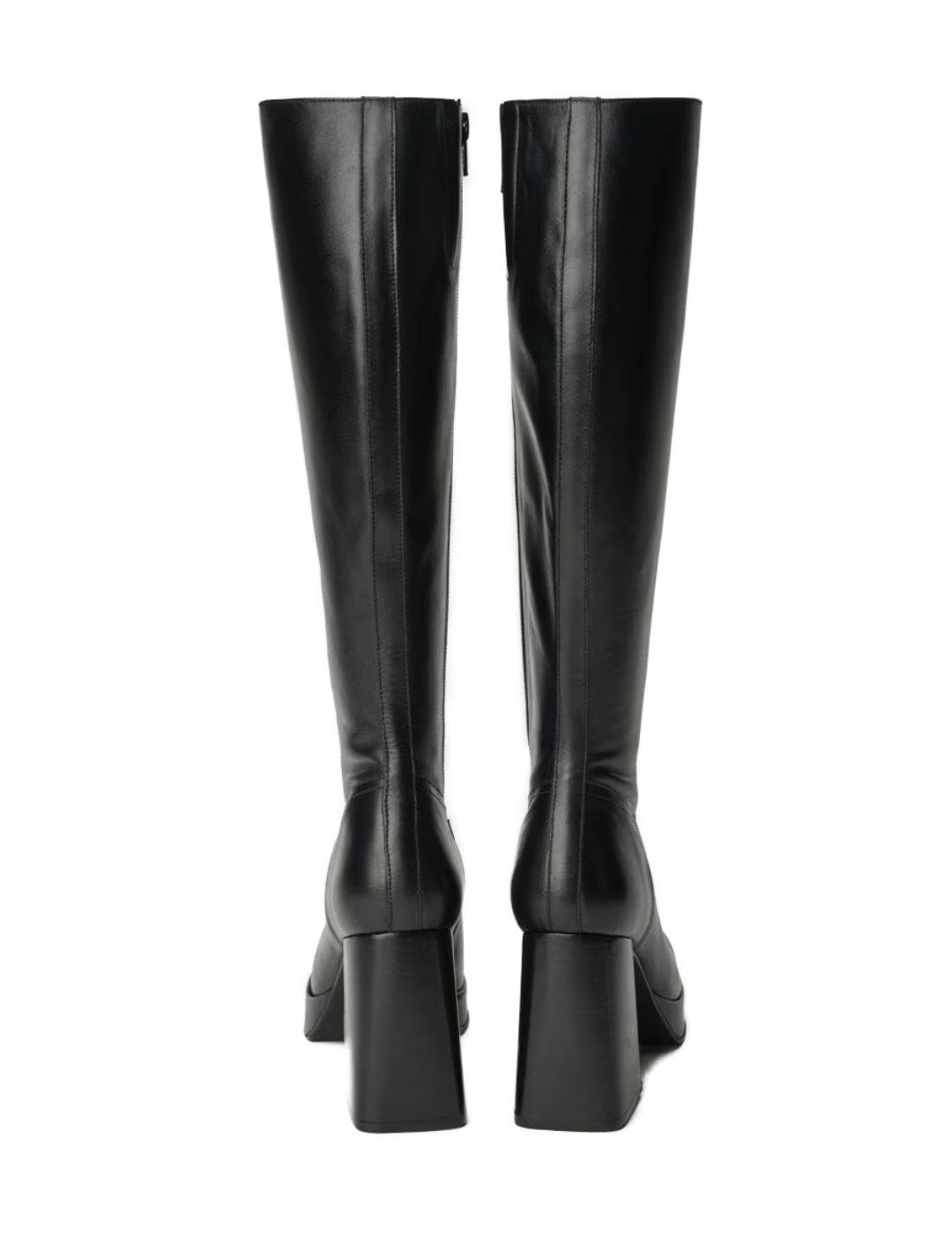 Bota Salsa de cuero negra con tacón de mujer