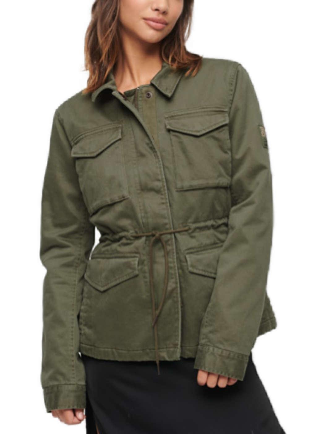 Chaqueta Superdry Military verde kaki con pelo para mujer