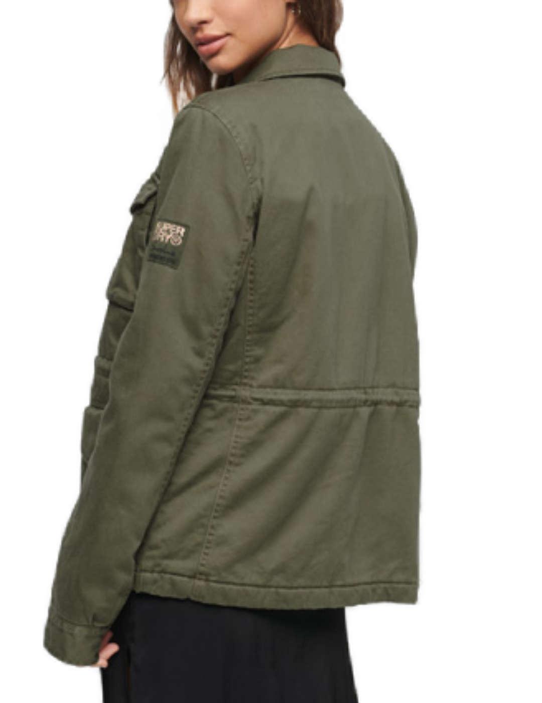 Chaqueta Superdry Military verde kaki con pelo para mujer