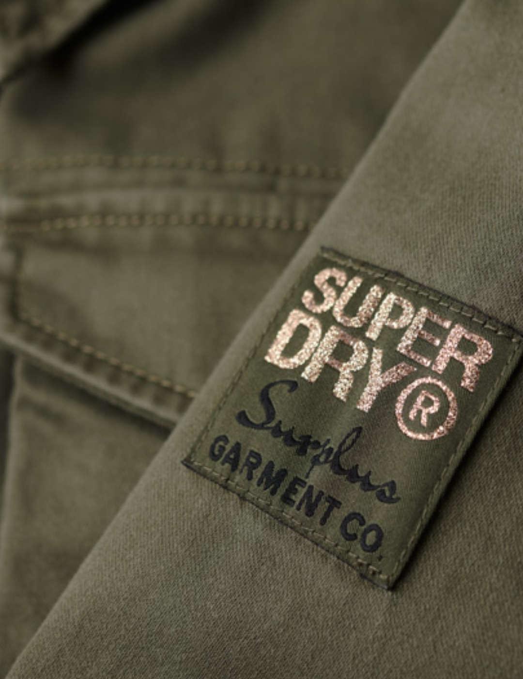 Chaqueta Superdry Military verde kaki con pelo para mujer