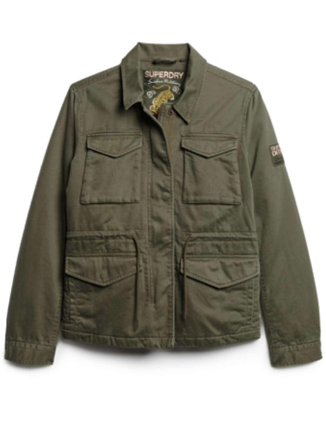 Chaqueta Superdry Military verde kaki con pelo para mujer