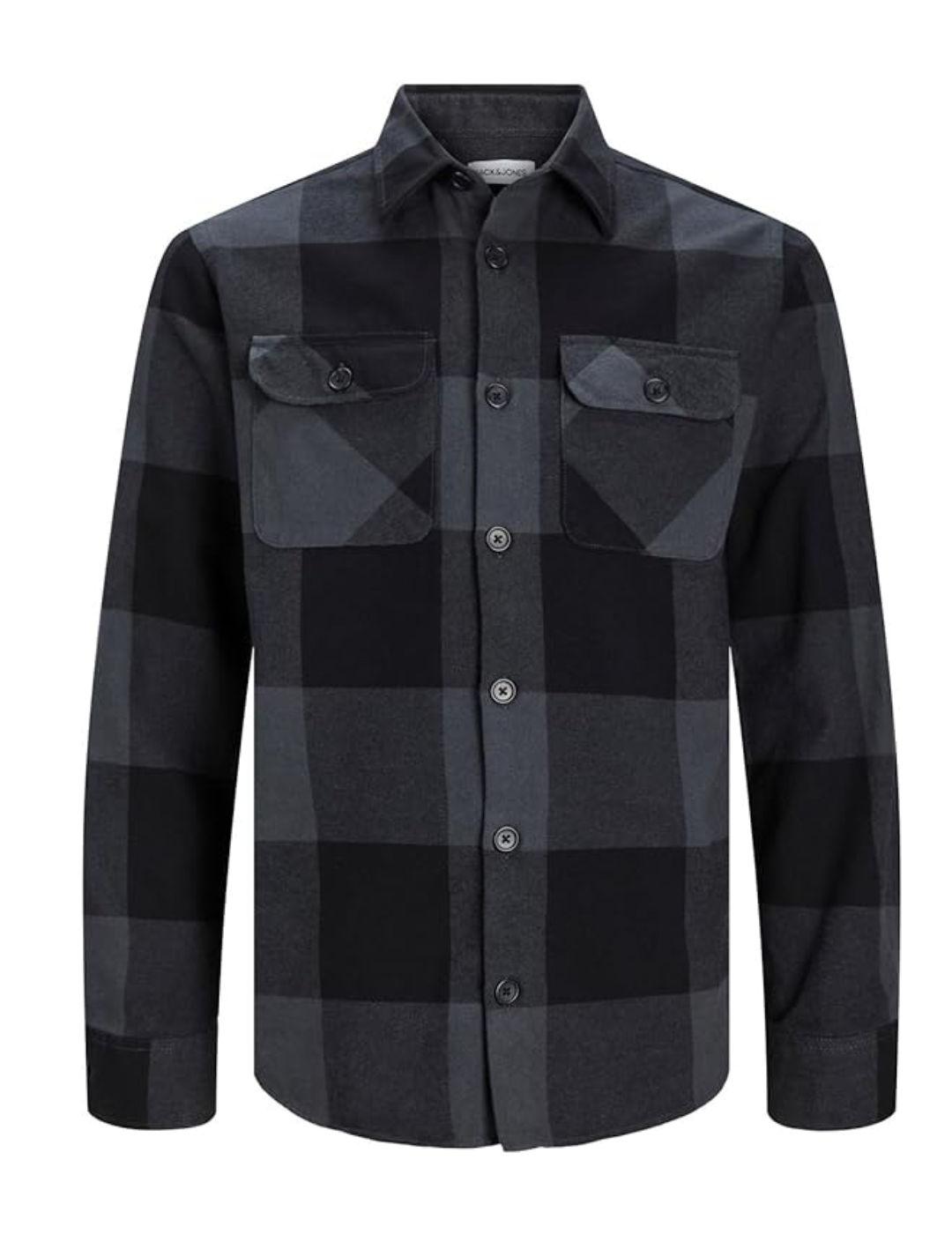 Sobrecamisa Jack&Jones cuadros grises manga larga  de hombre