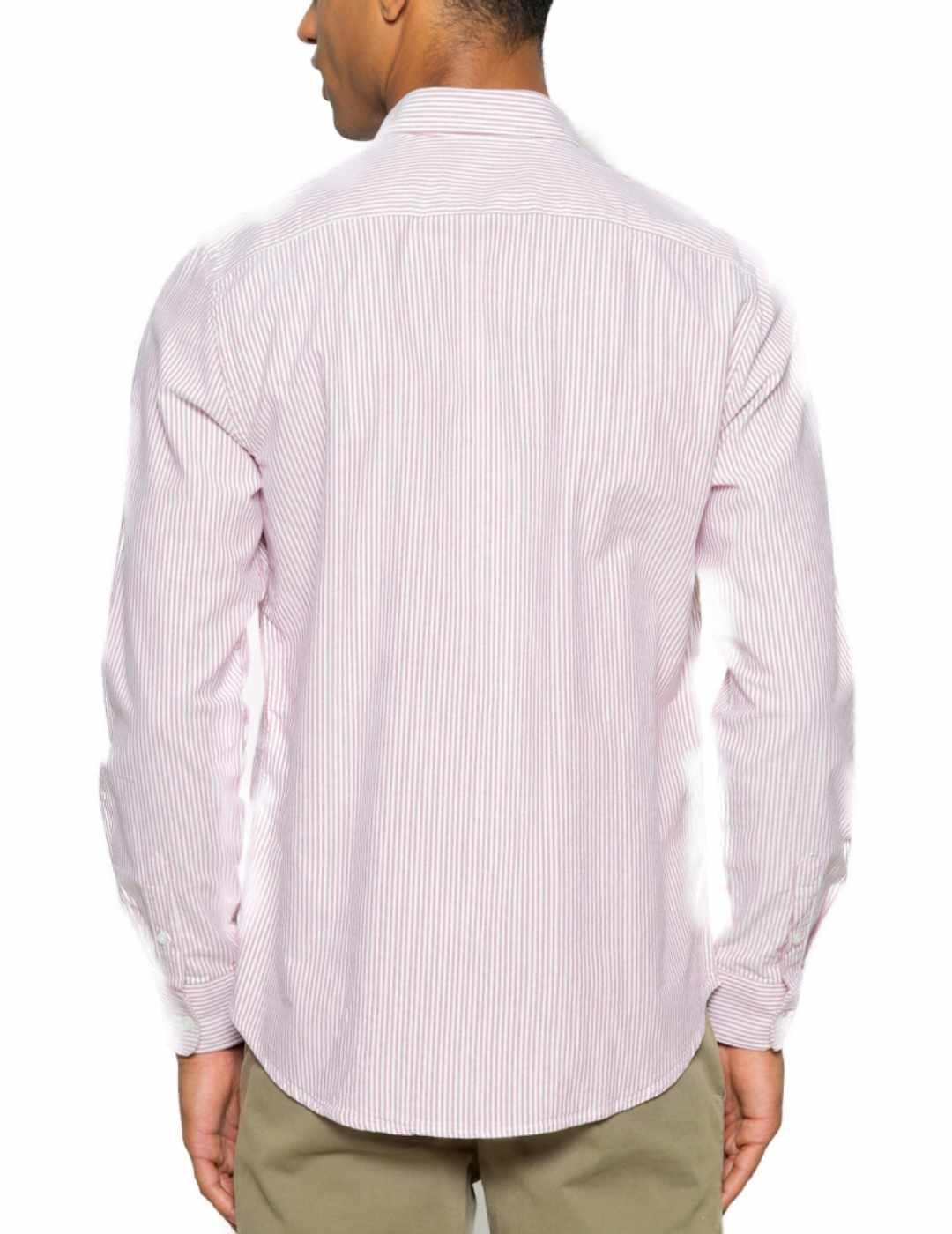 Camisa Scotta Oxford rayas burdeos fondo blanco de hombre