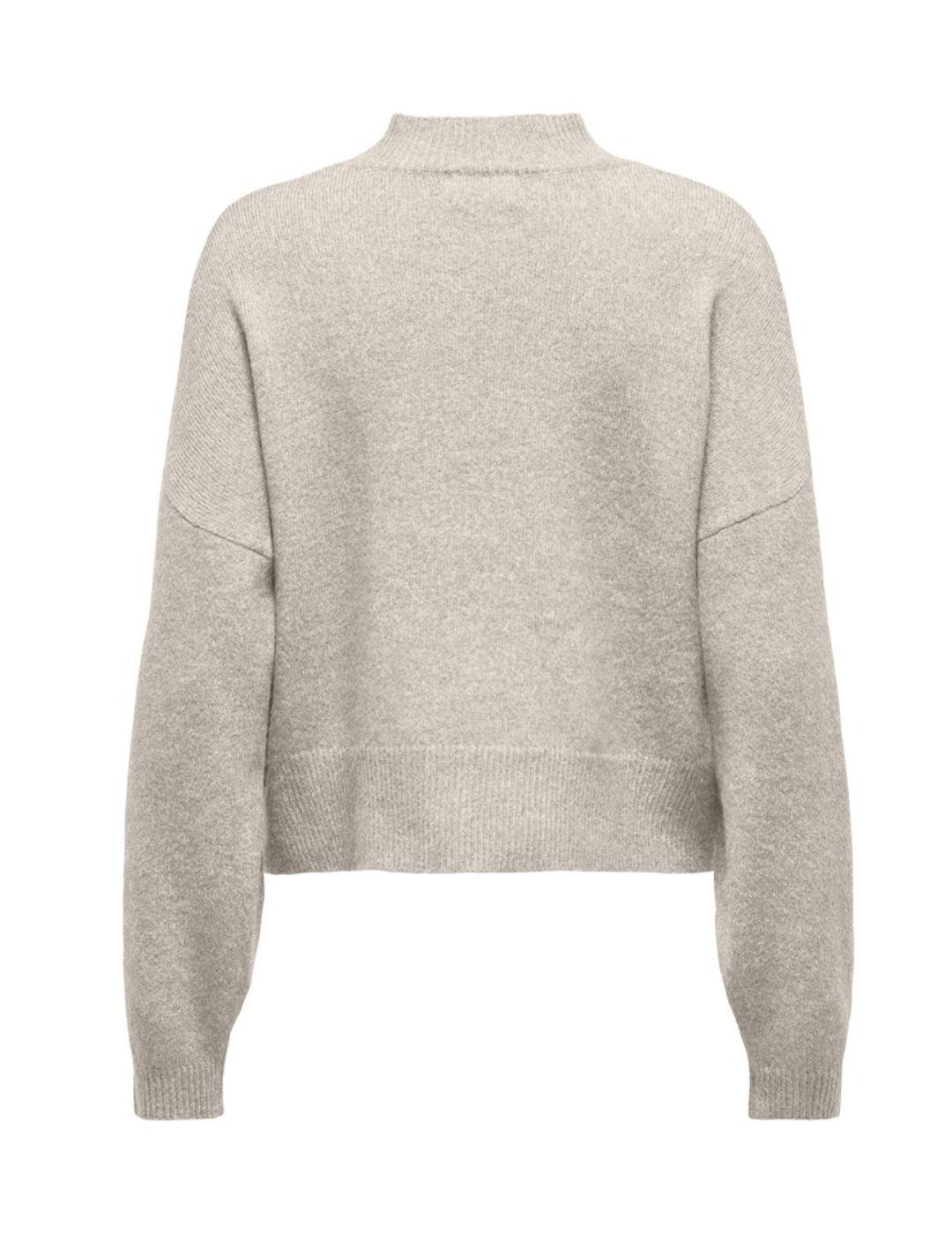 Jersey Only Sally beige de punto cuello perkins para mujer
