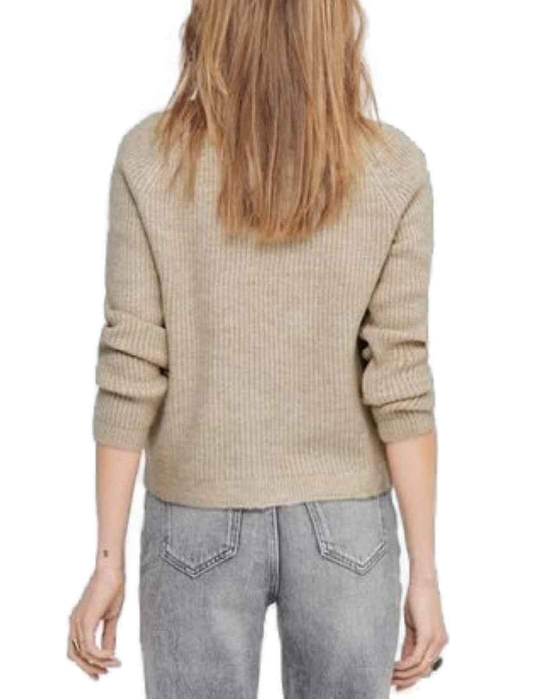 Jersey Only  beige de canalé cuello perkins para mujer