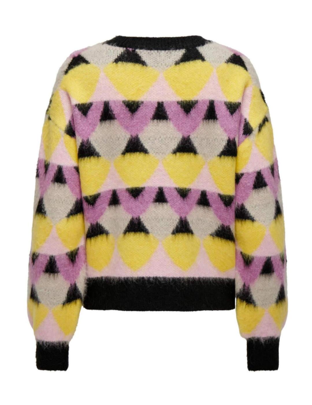 Jersey Only Emily negro estampado cuello redondo para mujer