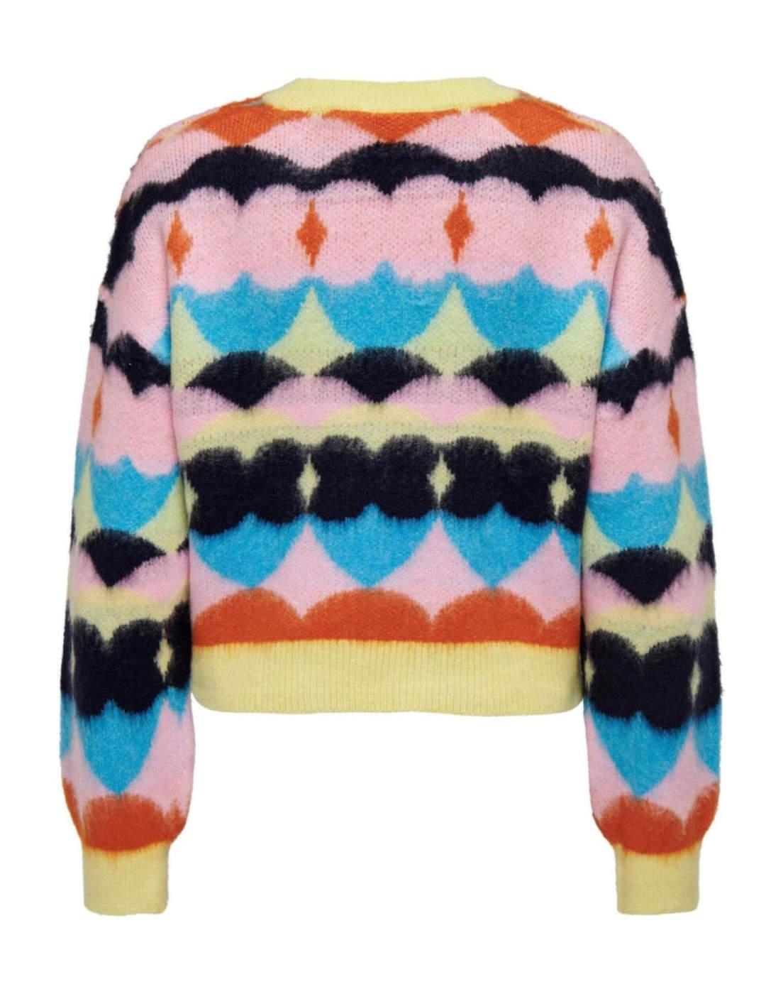 Jersey Only Emily amarillo estampado cuello redondo de mujer