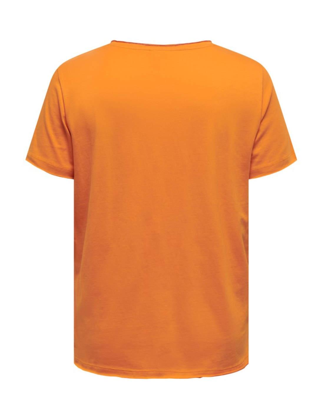 Camiseta Only Carmakoma Quote naranja manga corta de mujer