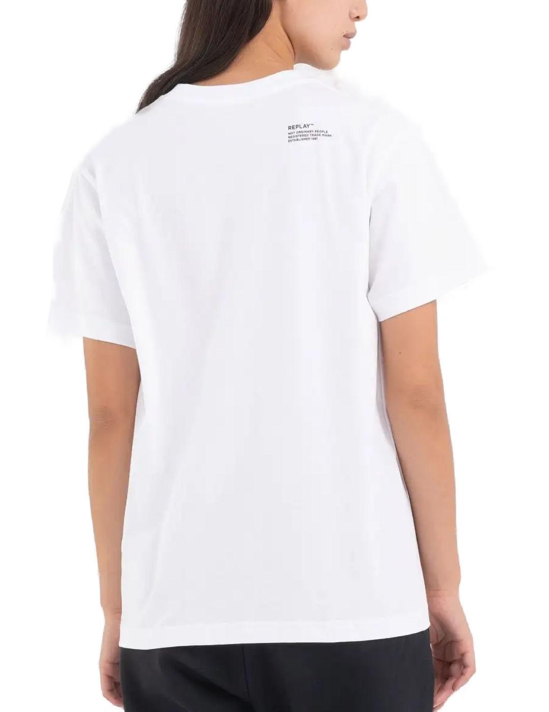 Camiseta Replay blanca manga corta para mujer