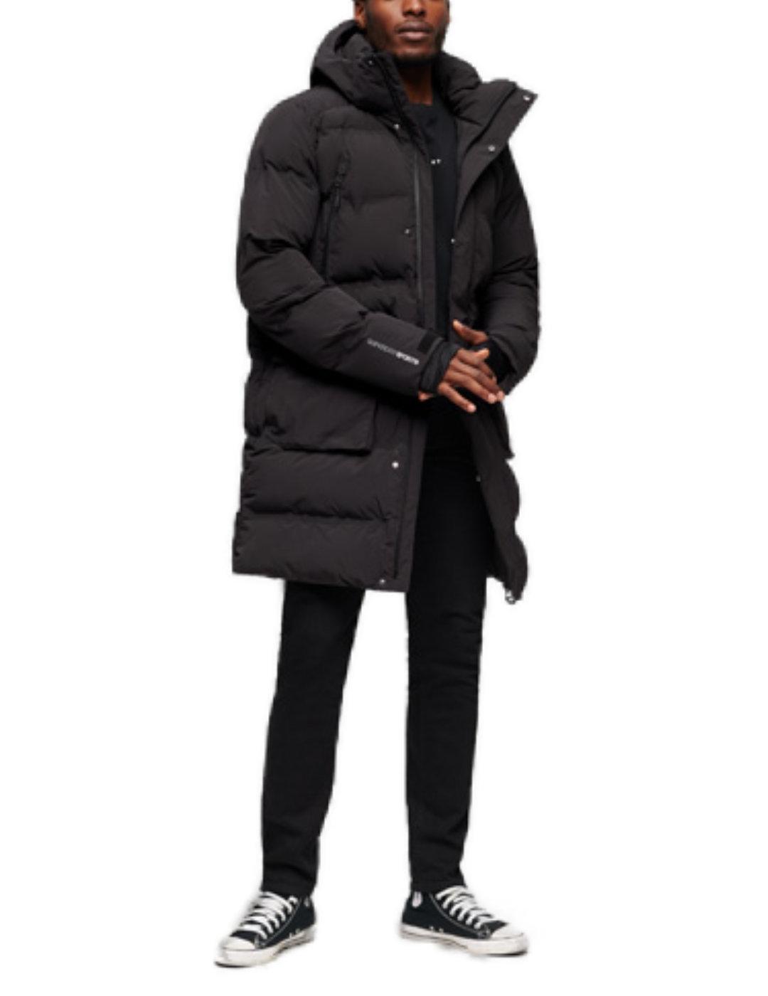 Plumas Supedry Hooded largo negro con capucha para hombre