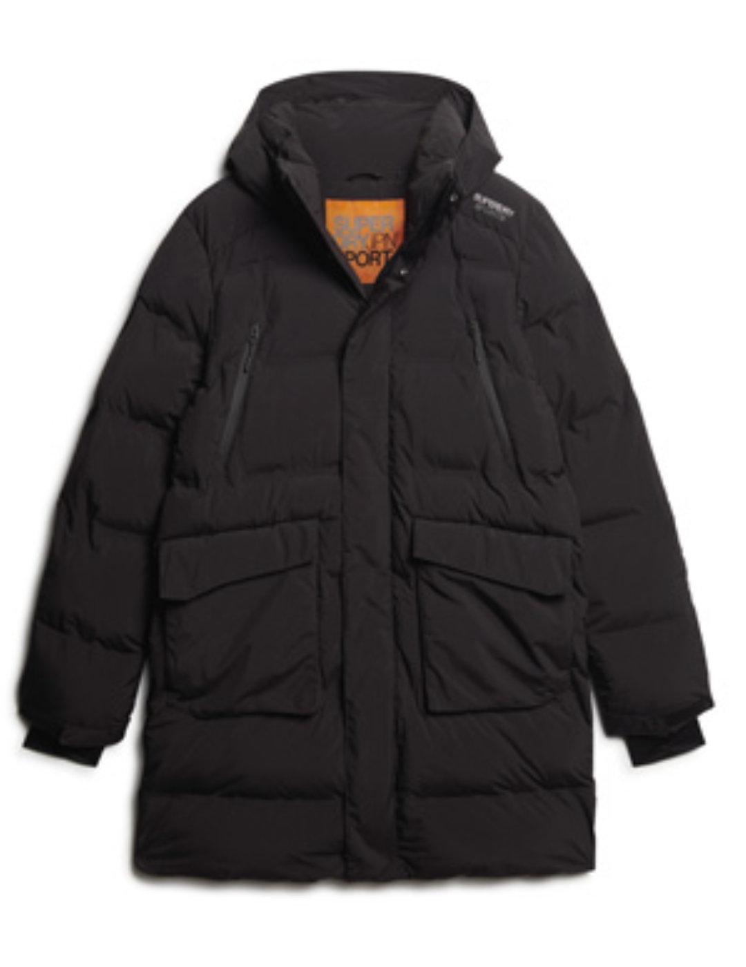 Plumas Supedry Hooded largo negro con capucha para hombre