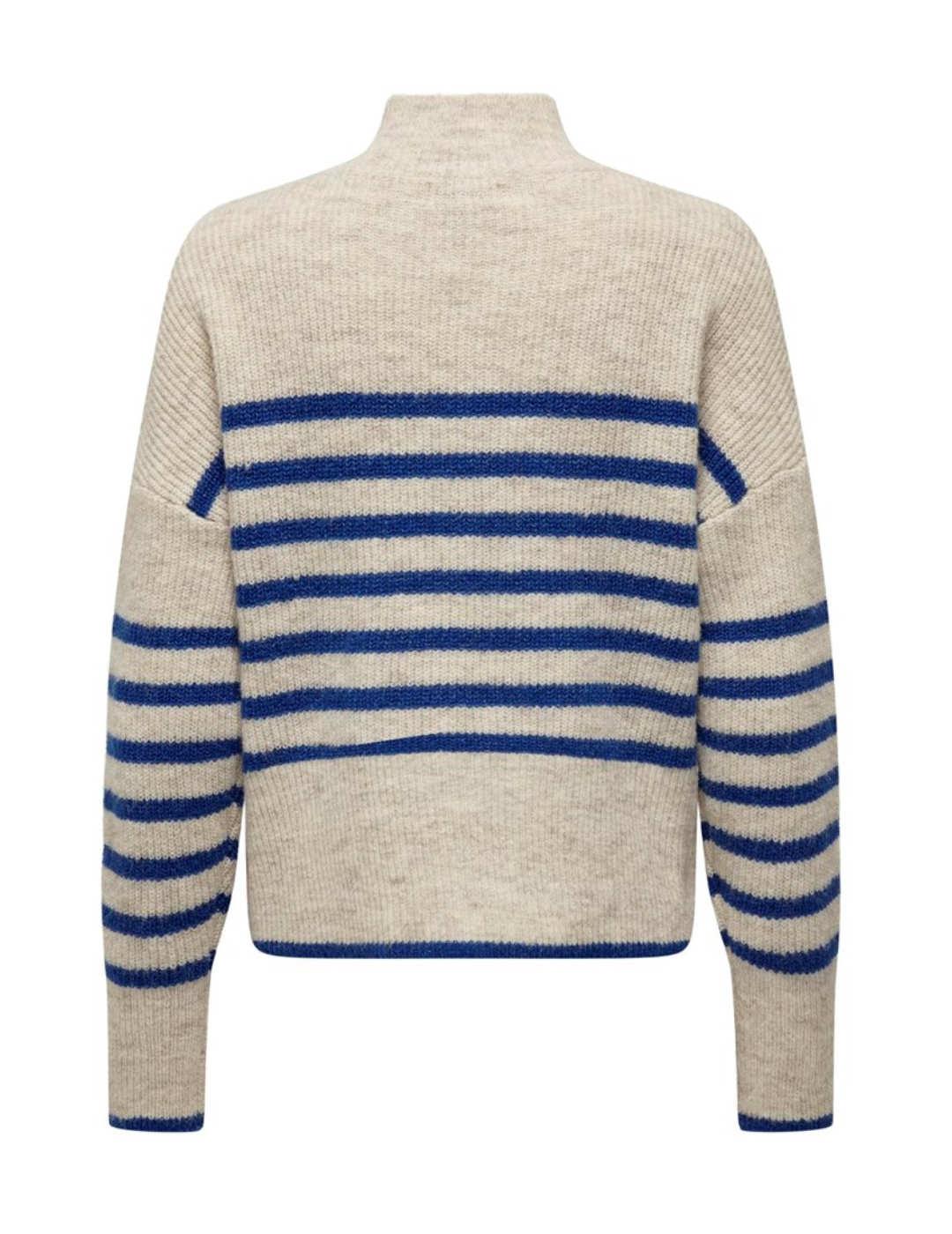 Jersey Only Fridi beige rayas azulón para mujer