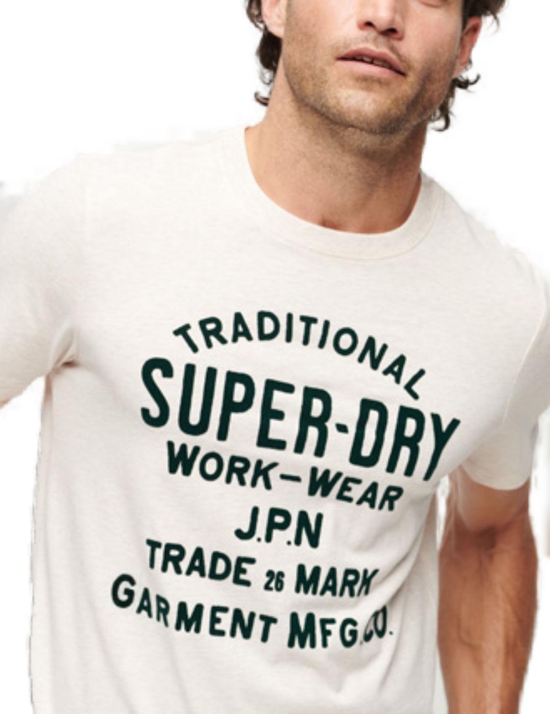 Camiseta Supedry blanca cuello redondo y manga corta  hombre