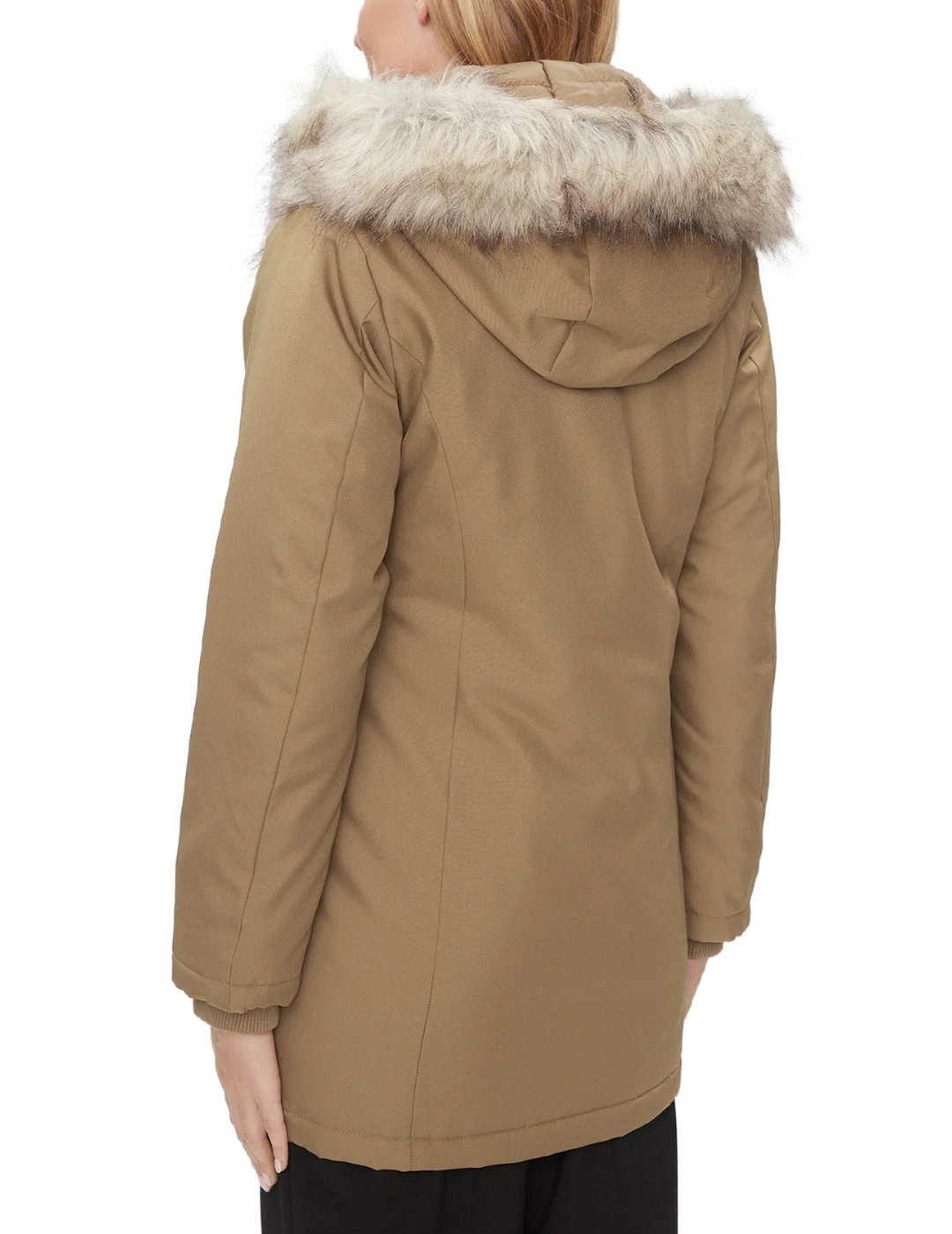 Parka Only NewKaty camel con capucha de pelo para mujer