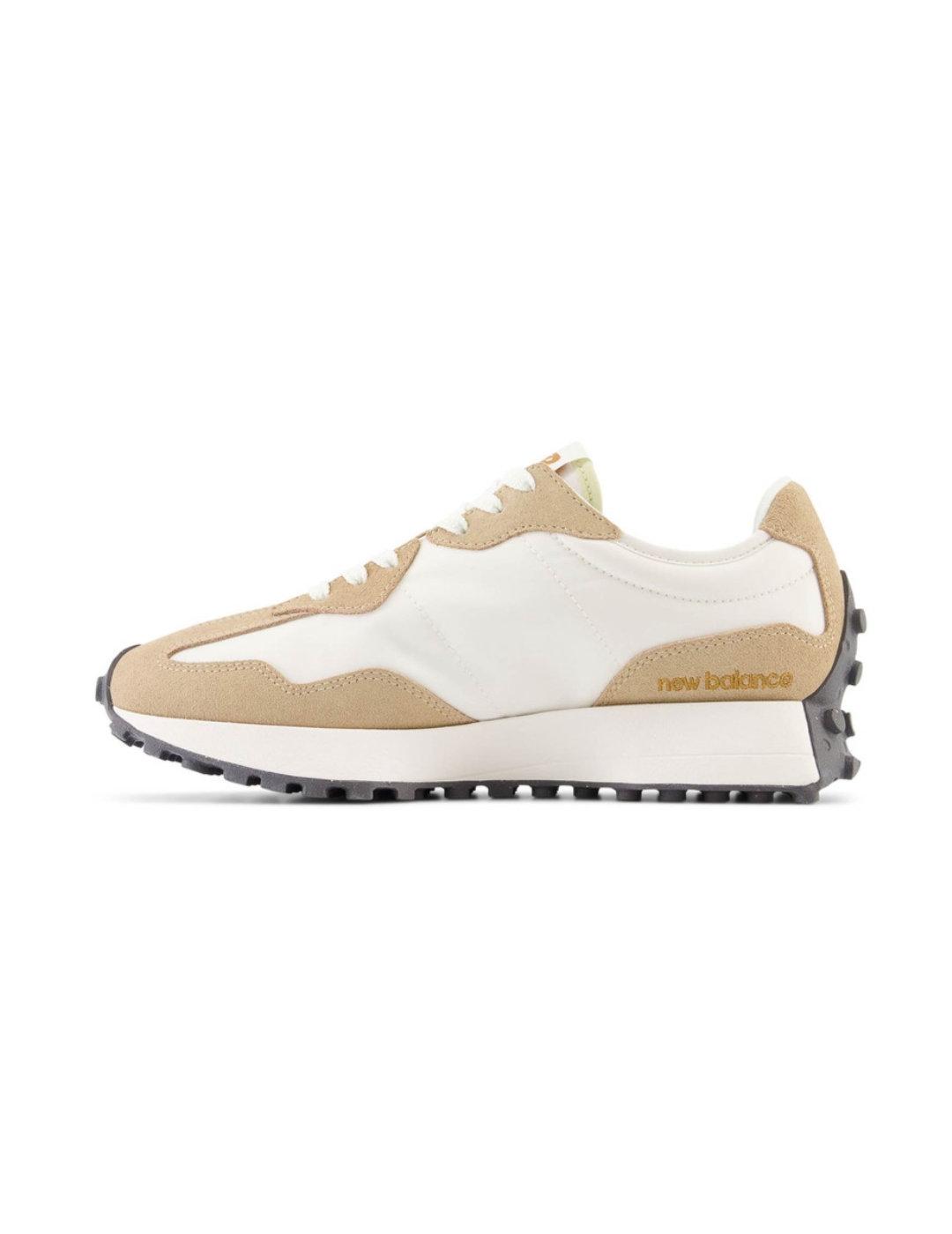 Zapatillas New Balance 327PT beige, blanco y camel unisex