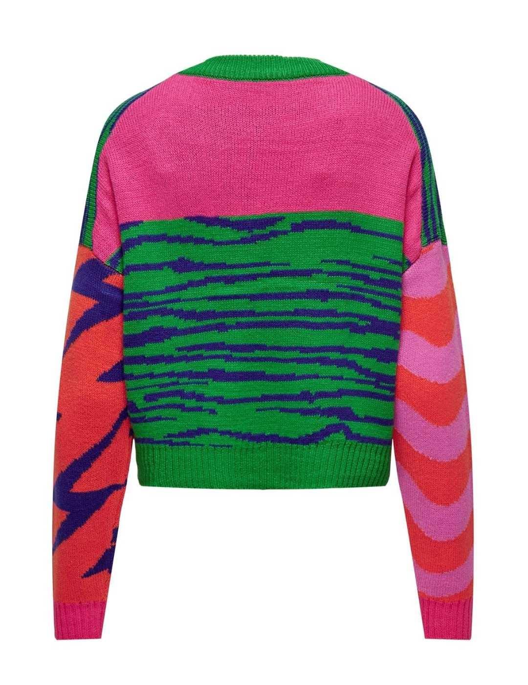 Jersey Only Adora multicolor verde cuello redondo de mujer