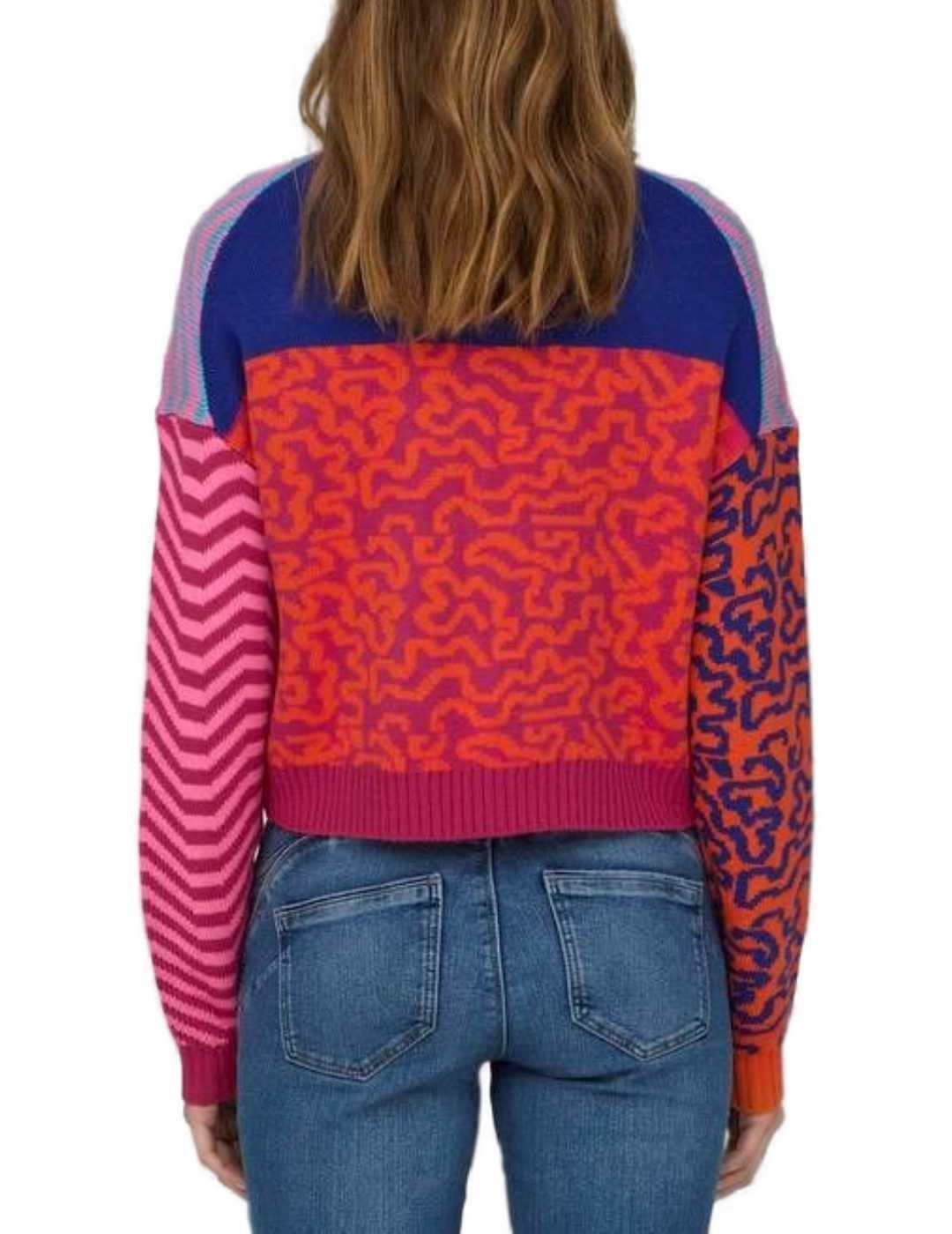 Jersey Only Adora multicolor rosa cuello redondo de mujer