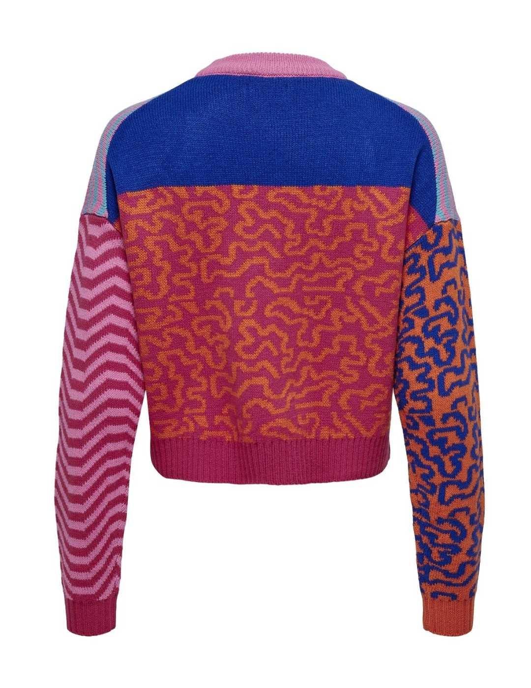 Jersey Only Adora multicolor rosa cuello redondo de mujer