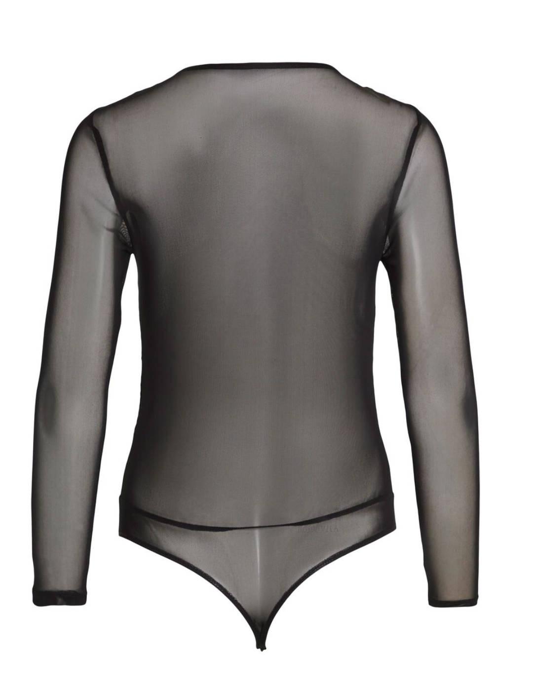 Body Vila Sala negro transparencias manga larga para mujer