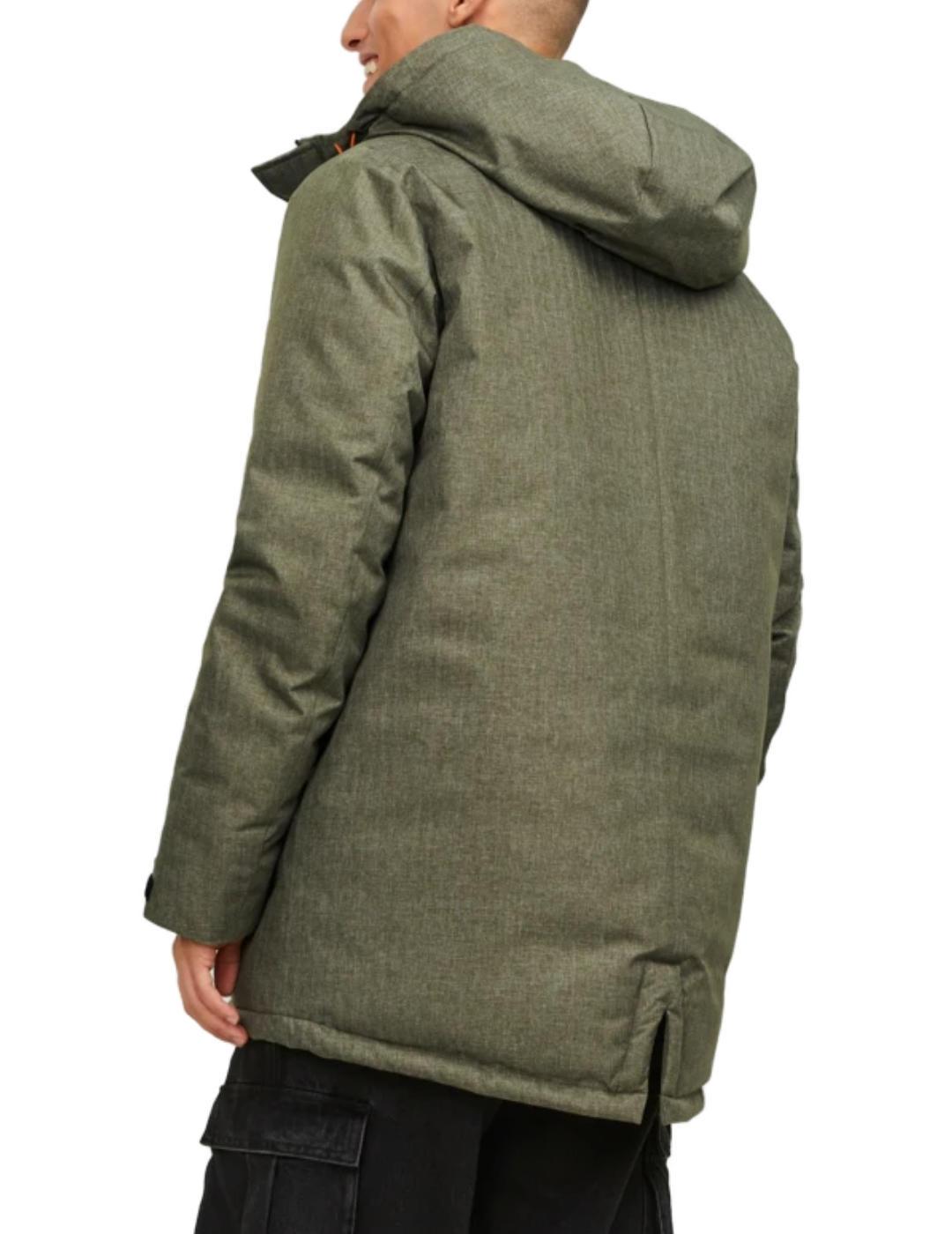 Parka Jack&Jones Oblack verde con aislante y capucha hombre