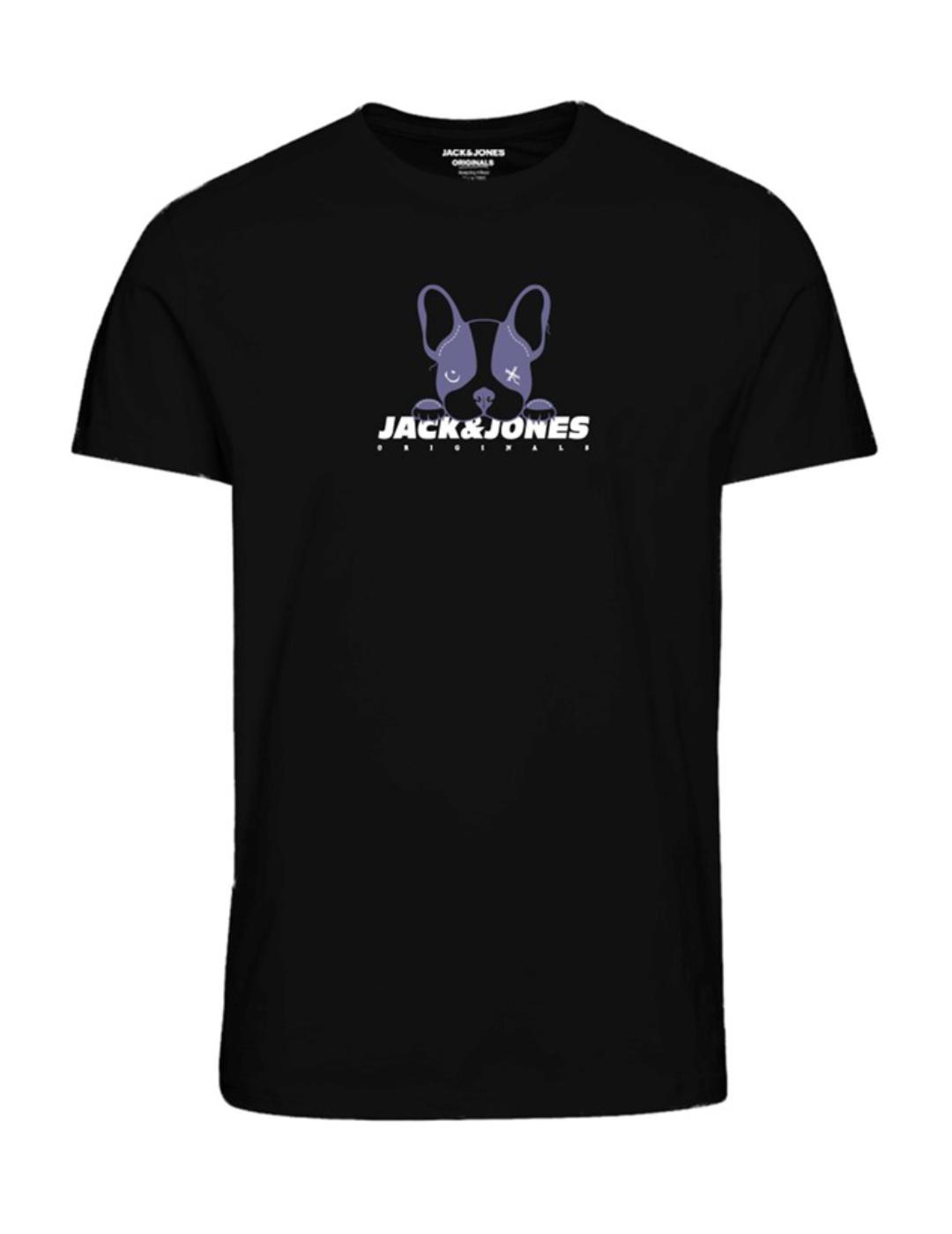 Camiseta Jack&Jones Dog negra con logo manga corta de hombre