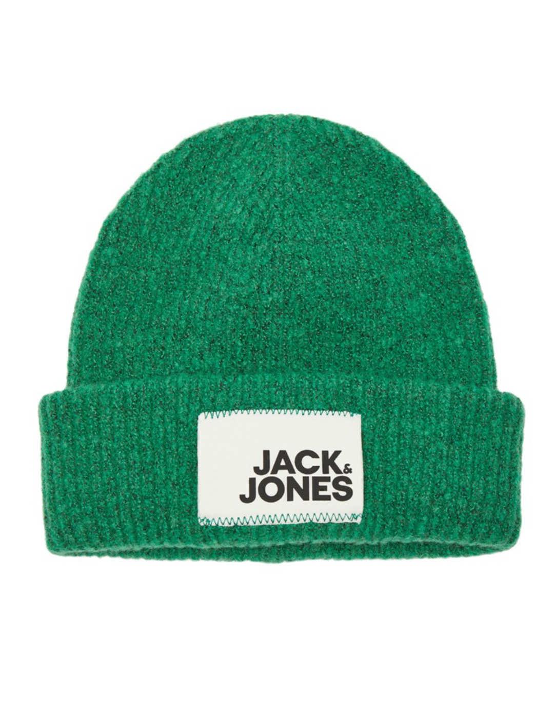 Gorro Jack&Jones Walter verde de punto grueso para hombre