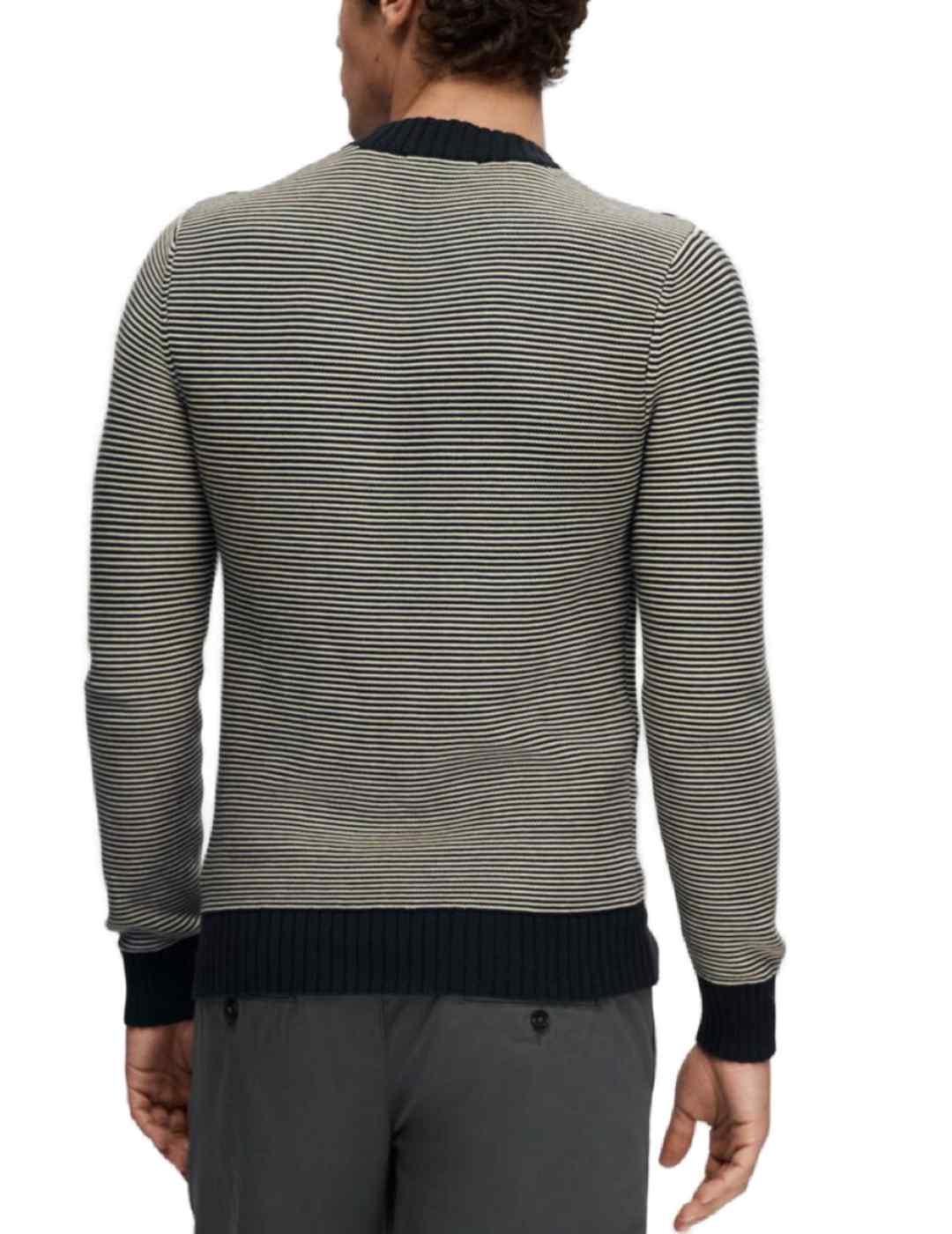 Jersey punto Selected Robert rayas azul marino para hombre