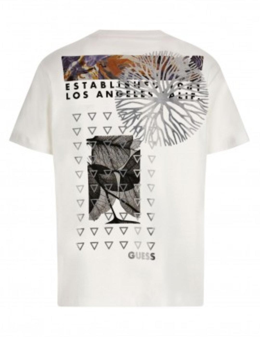 Camiseta Guess Abstract blanca manga corta para hombre