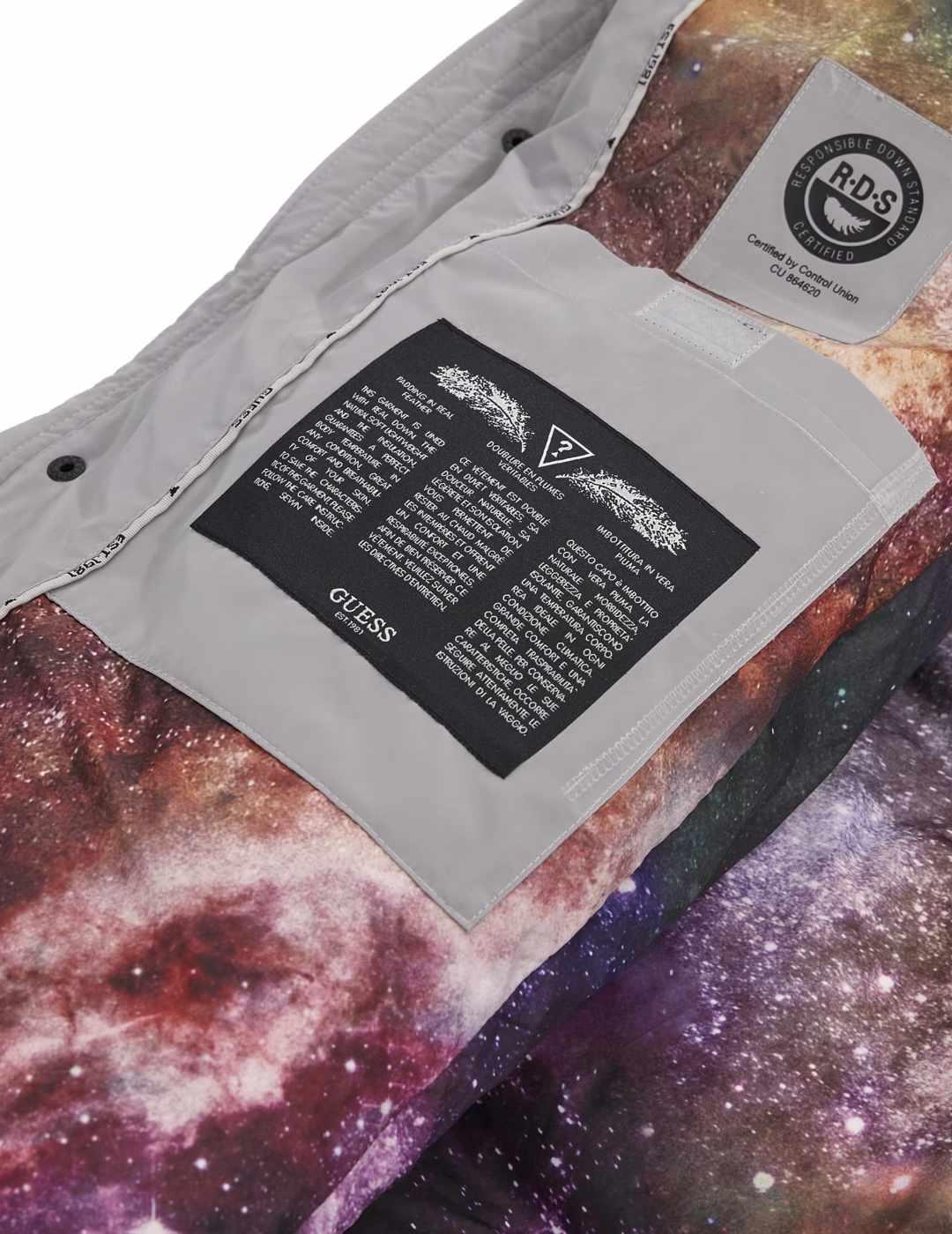 Plumas Guess Space largo acolchado gris con capucha hombre