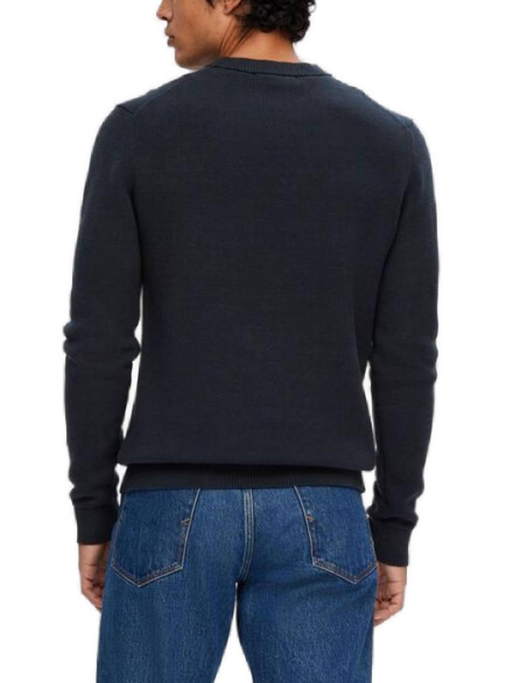 Jersey Selected Dane azul marino de punto para hombre
