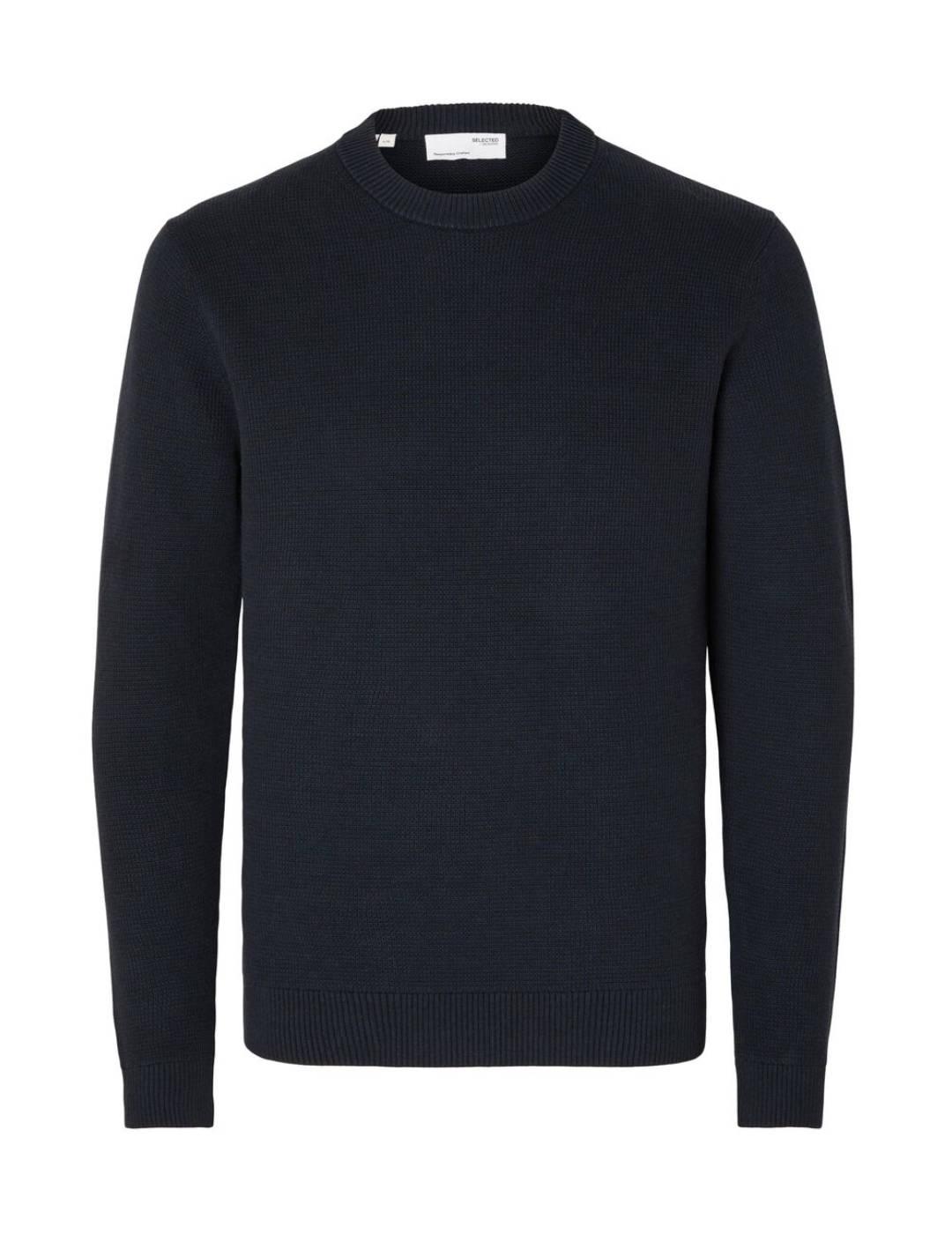 Jersey Selected Dane azul marino de punto para hombre