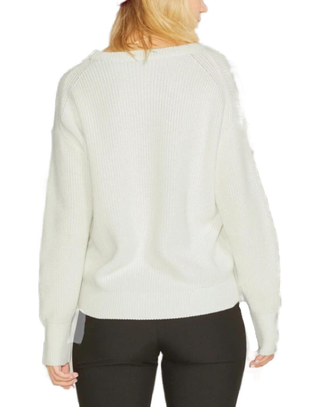 Jersey de punto JJXX Mila blanco cuello redondo para mujer