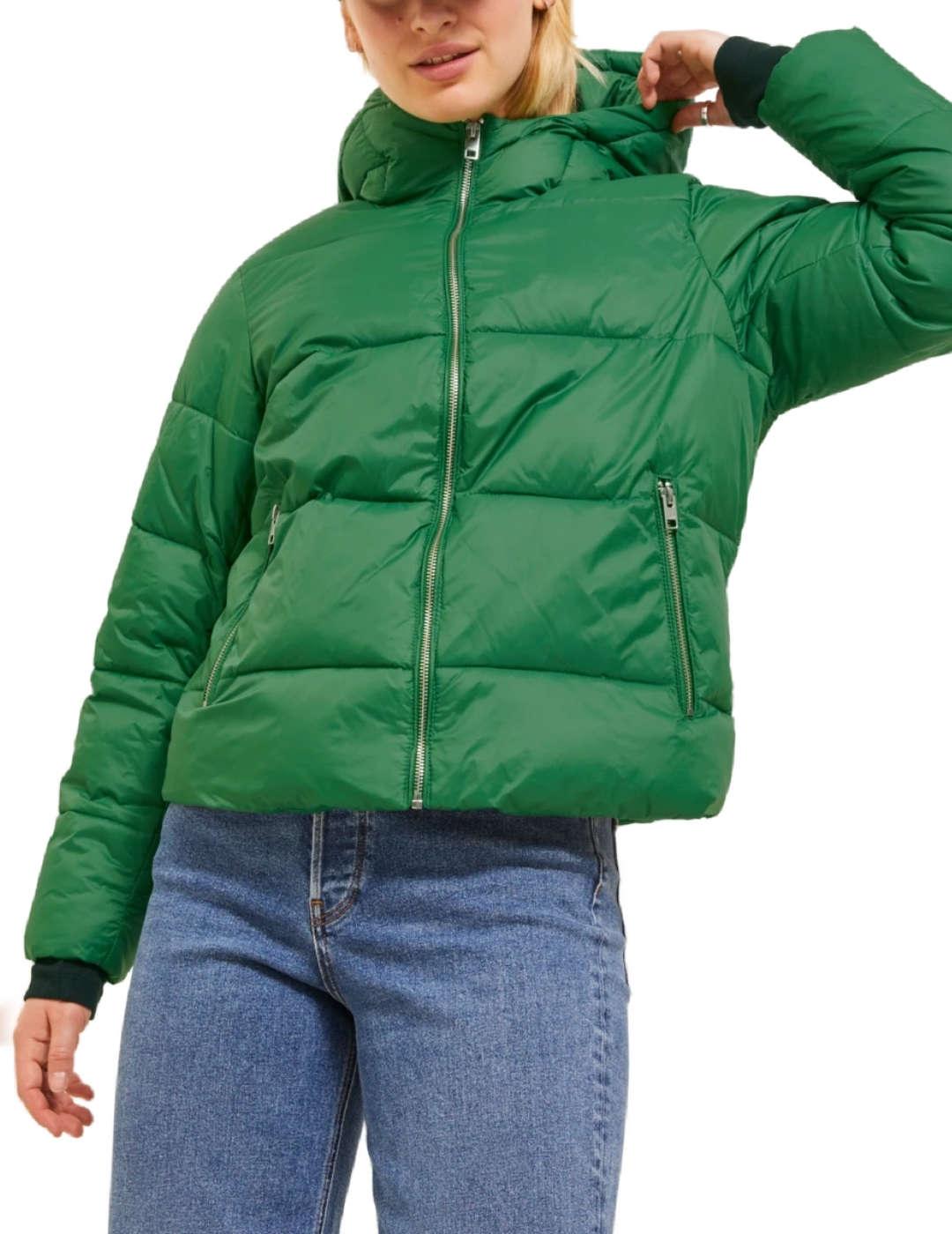 Chaqueta acolchada JJXX Billie verde con capucha para mujer