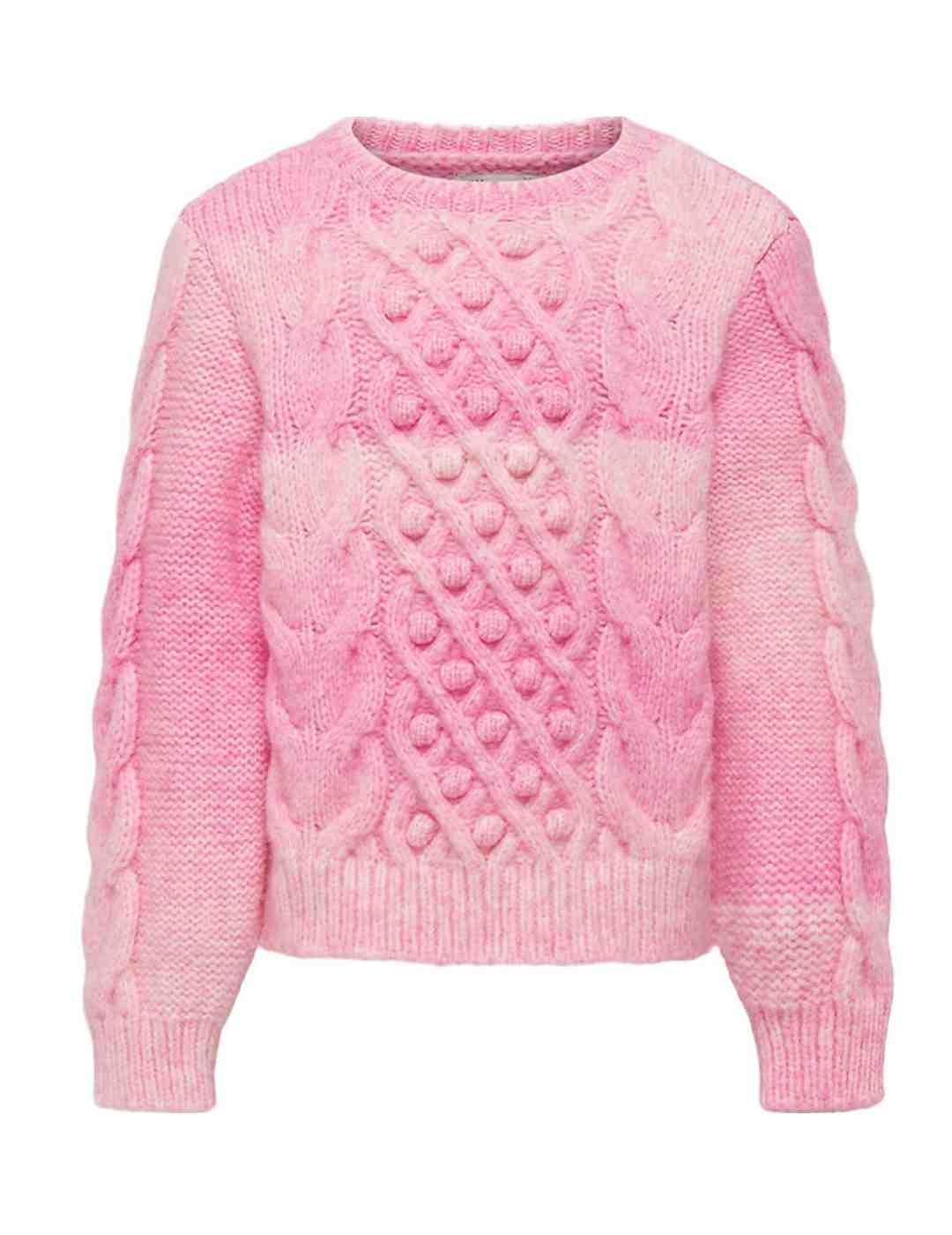 Jersey Only Liva de punto rosa cuello redondo para niña