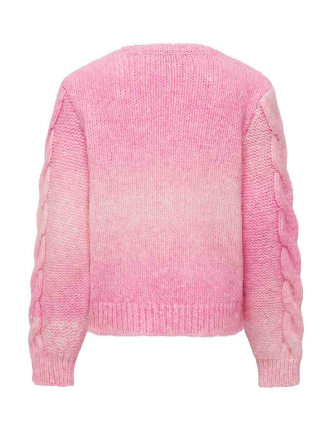 Jersey Only Liva de punto rosa cuello redondo para niña