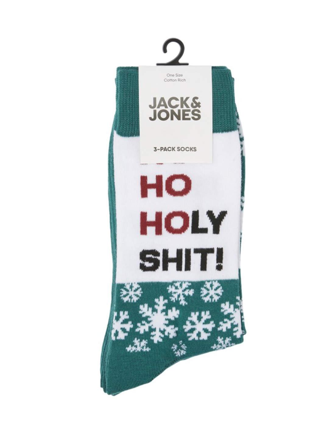 Pack 3 calcetines Jack&Jones NowFlake Xmas verde de hombre