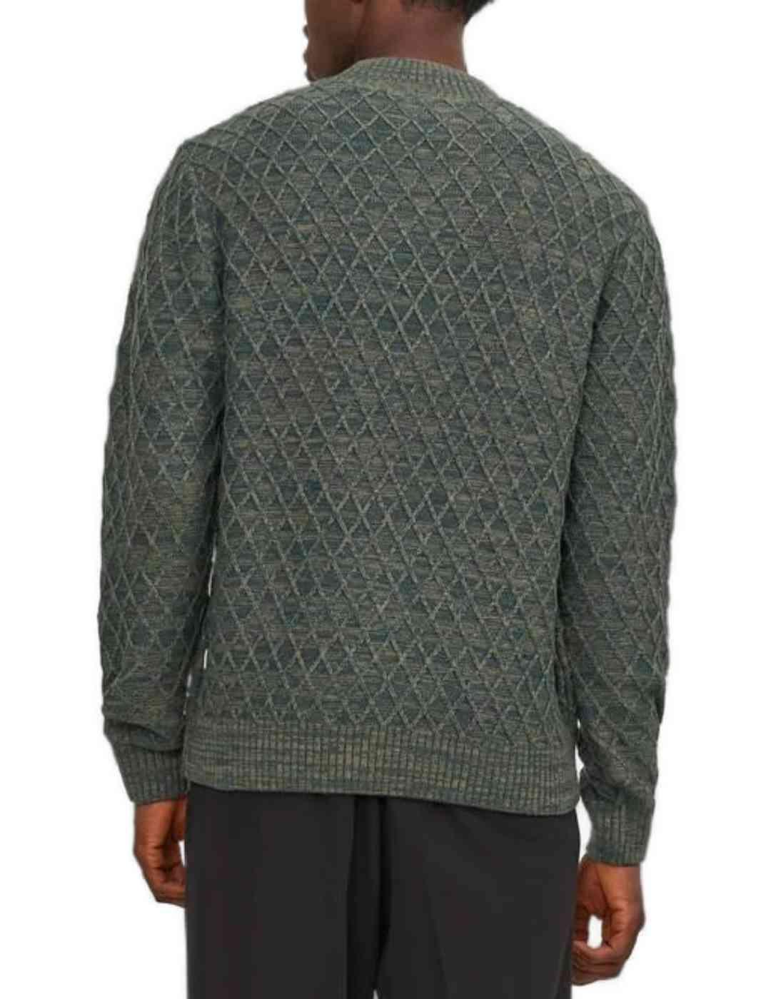 Jersey Jack&Jones Ziggi verde oscuro cuello perkins hombre