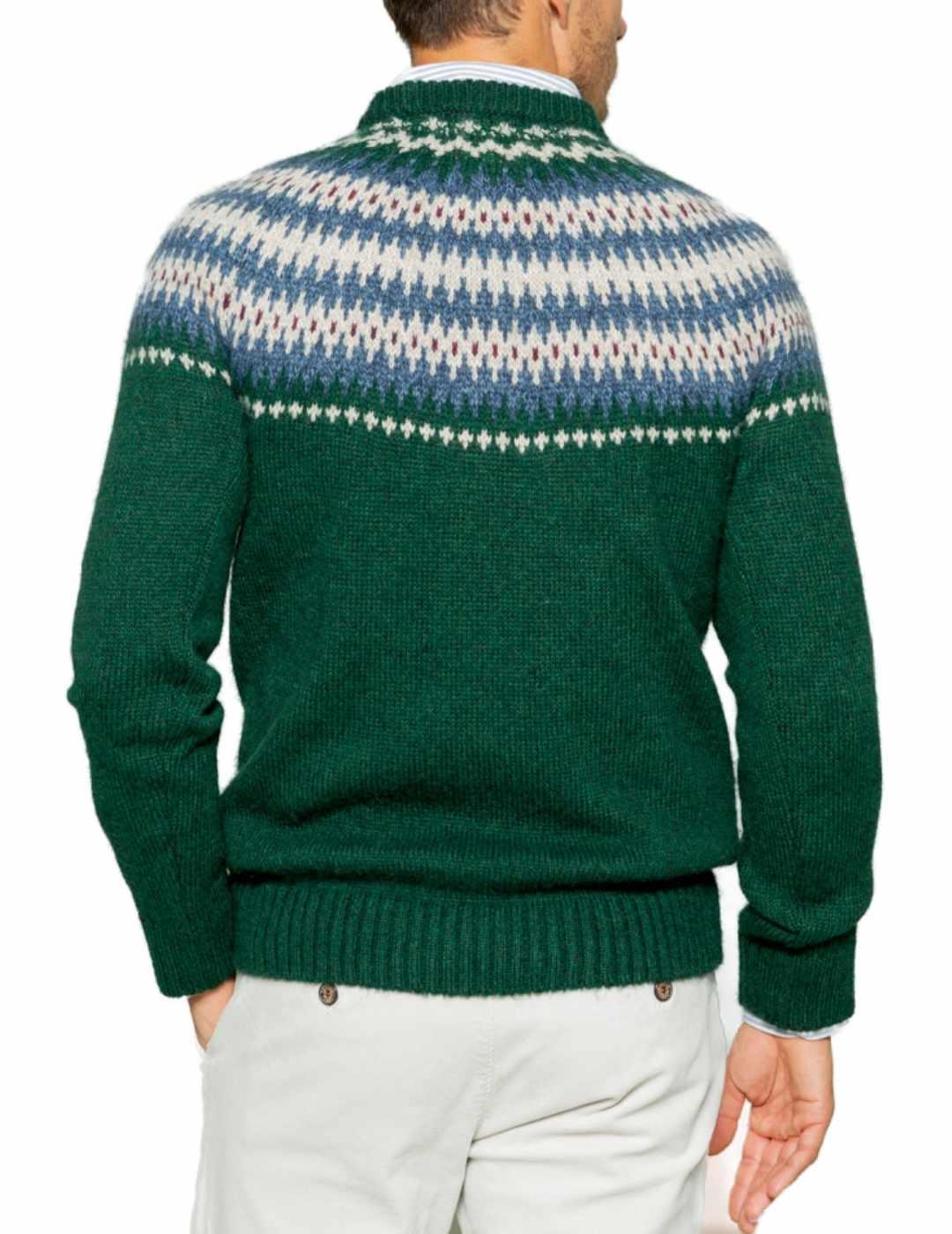 Jersey Scotta Grecas verde botella para hombre