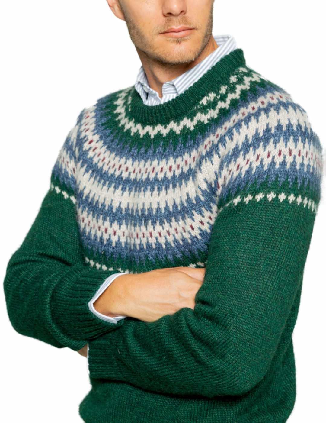 Jersey Scotta Grecas verde botella para hombre