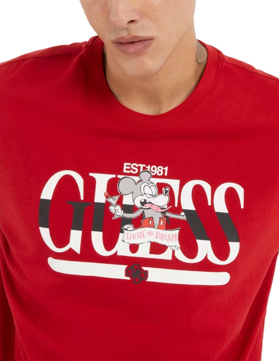 Camiseta Guess The Dream rojo manga corta para hombre