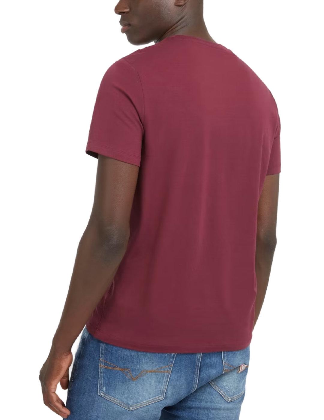 Camiseta Guess Italic granate manga corta para hombre