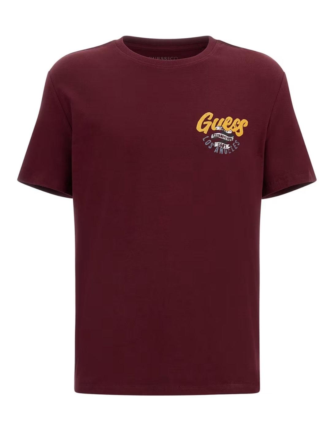 Camiseta Guess Italic granate manga corta para hombre