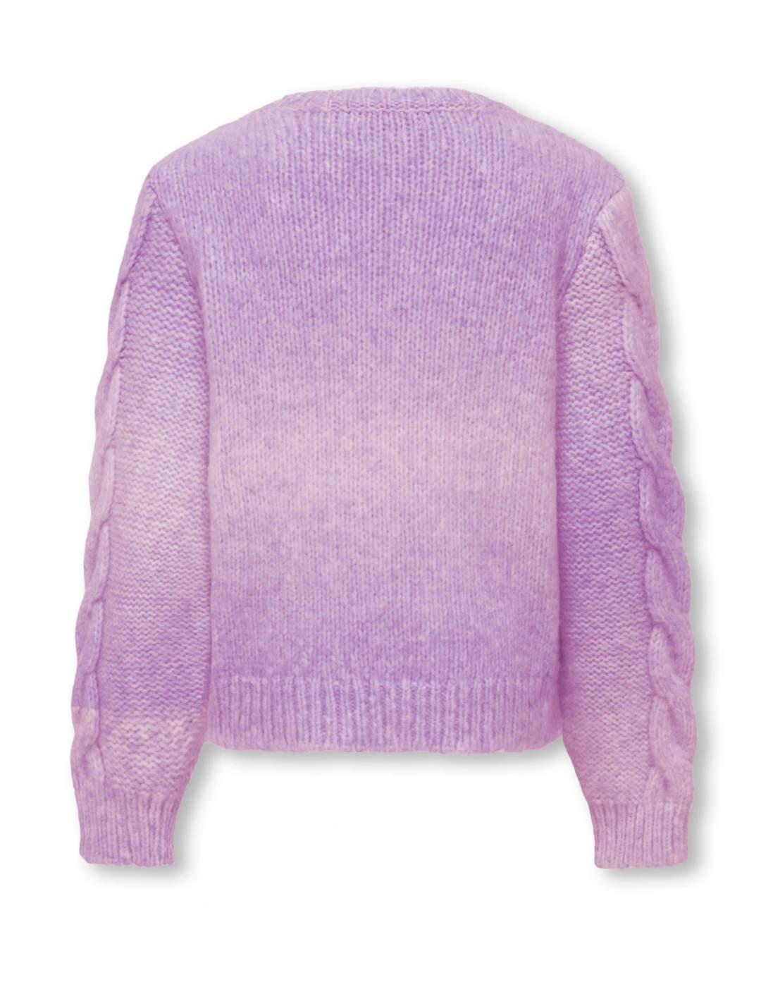 Jersey Only Liva de punto lila cuello redondo para niña