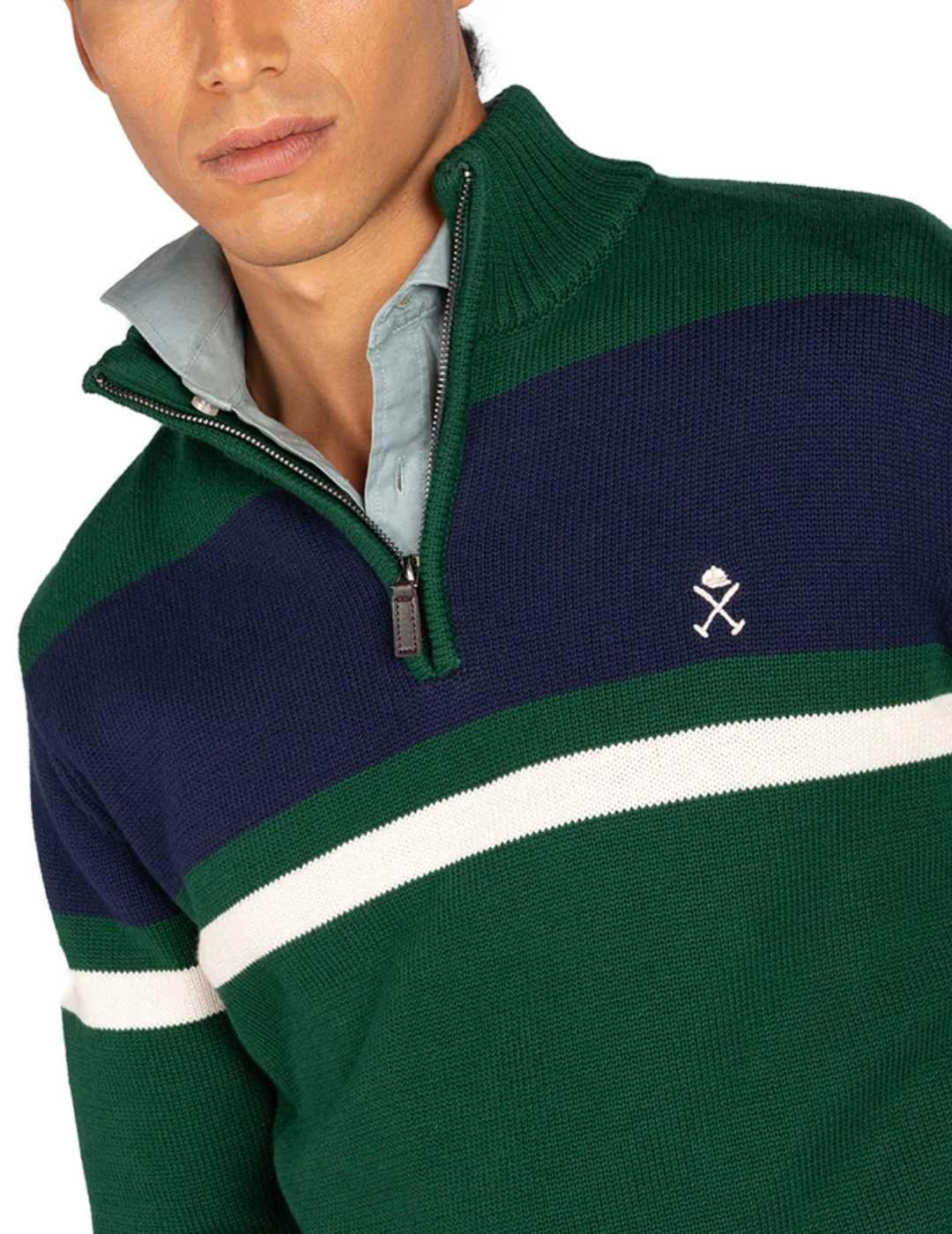 Jersey Harper Hudson verde botella cremallera para hombre