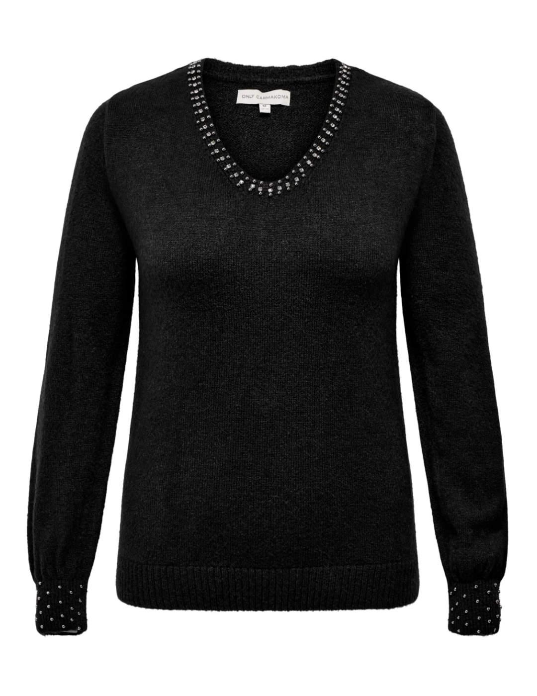 Jersey Only Carmakoma Lessia negro brillos mujer