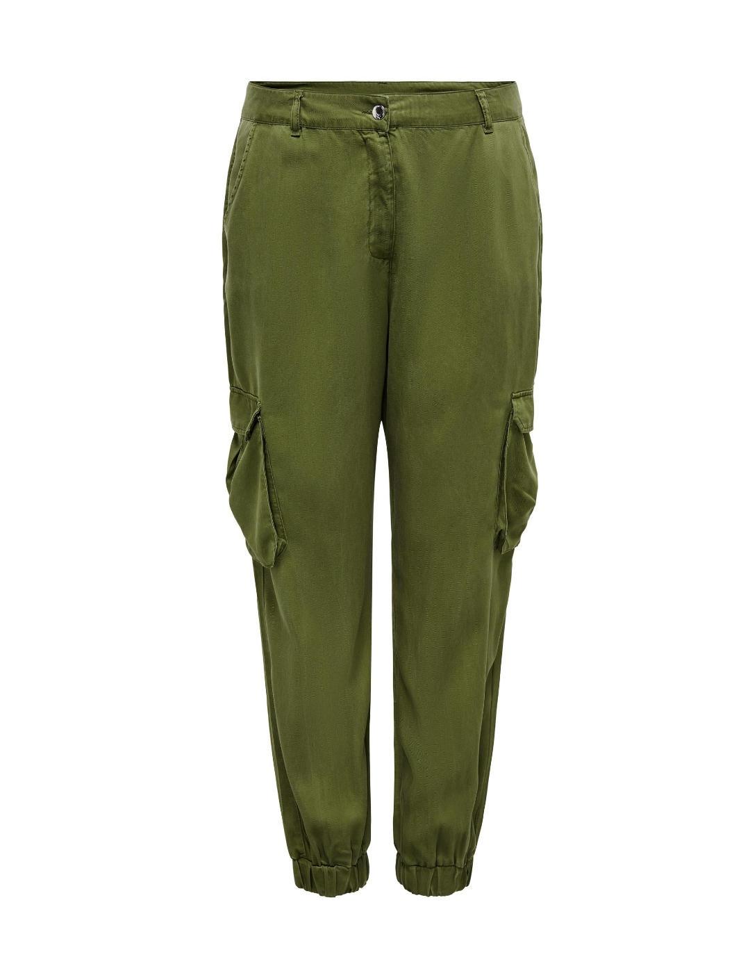 Pantalón Only Carmakoma Kenya verde cargo para mujer