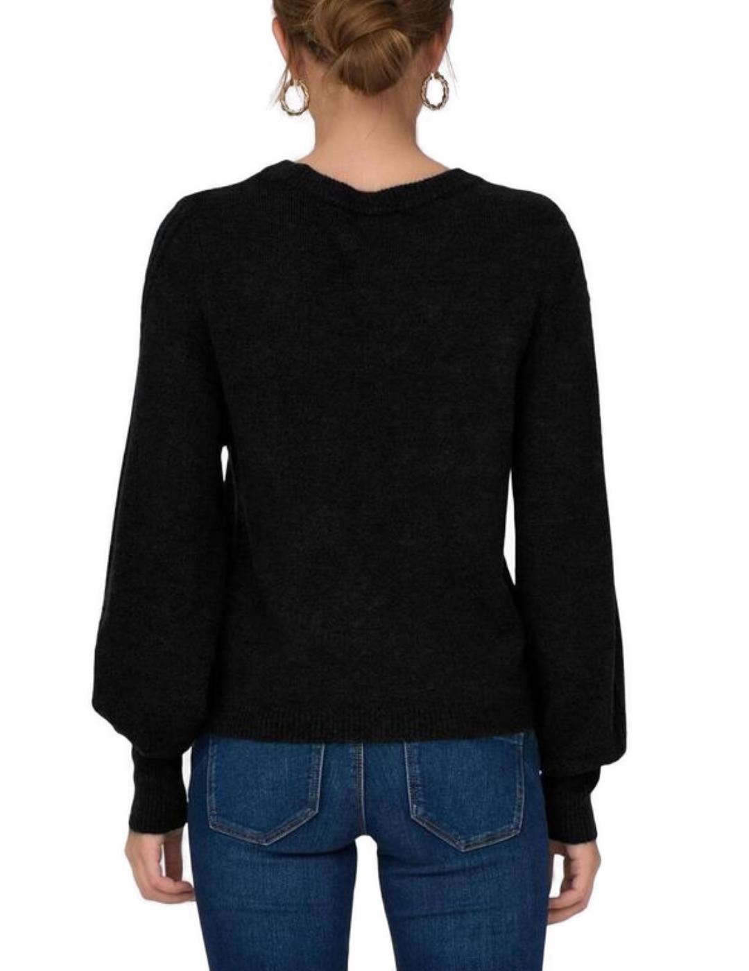 Jersey Only Silly negro de punto cuello redondo para mujer