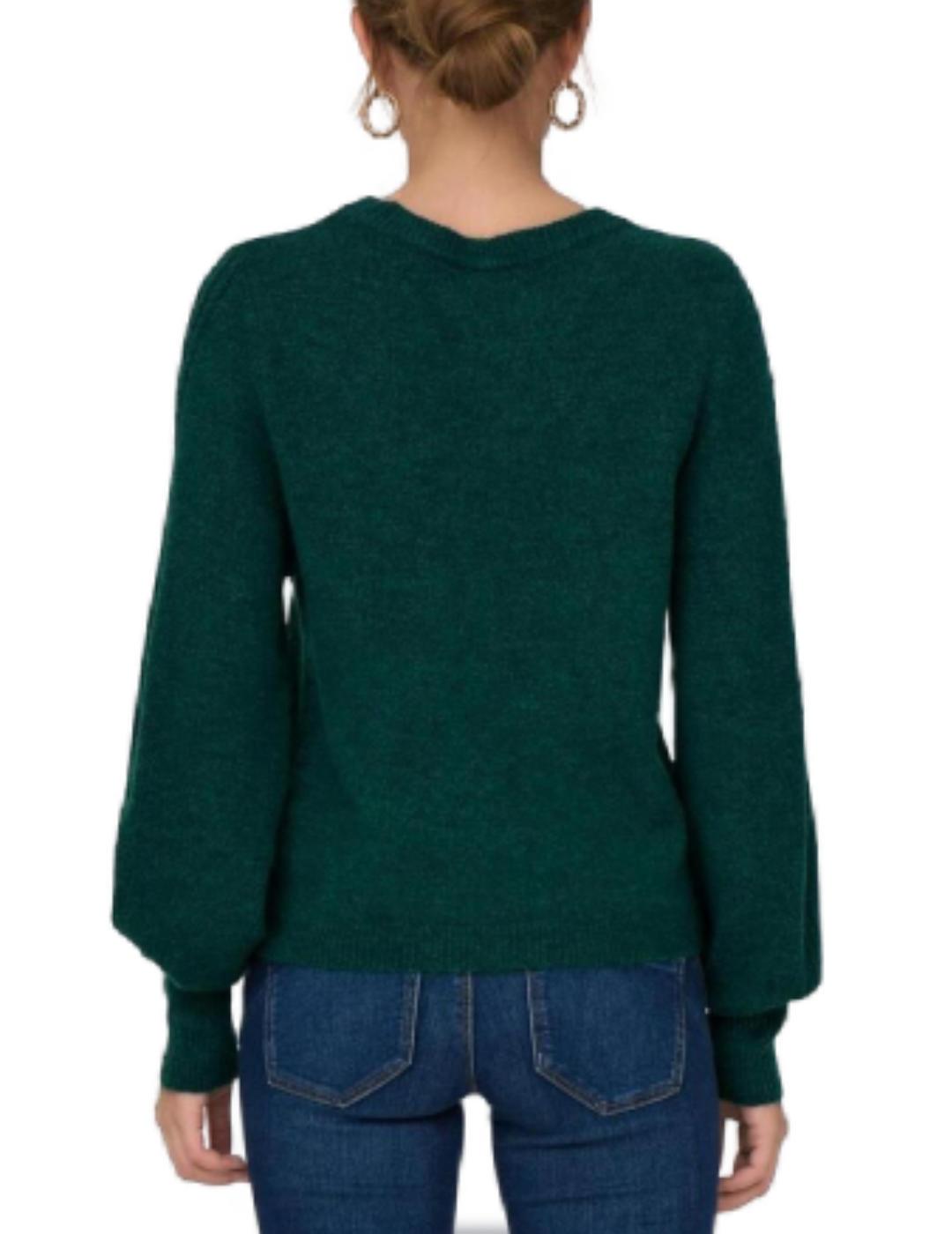 Jersey Only Silly verde de punto cuello redondo para mujer
