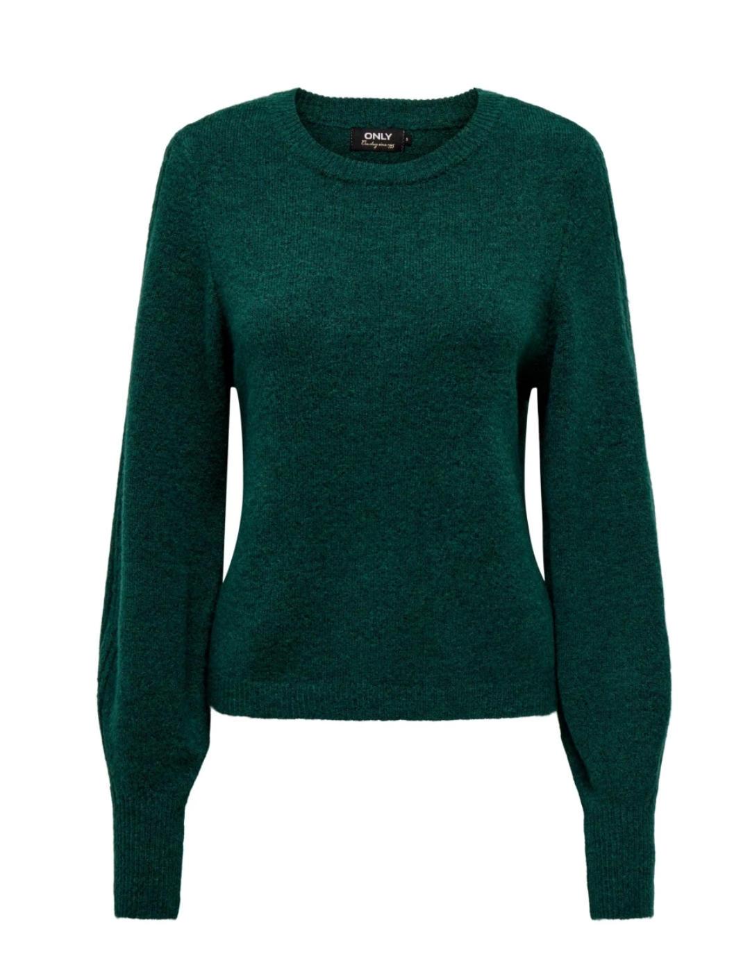 Jersey Only Silly verde de punto cuello redondo para mujer